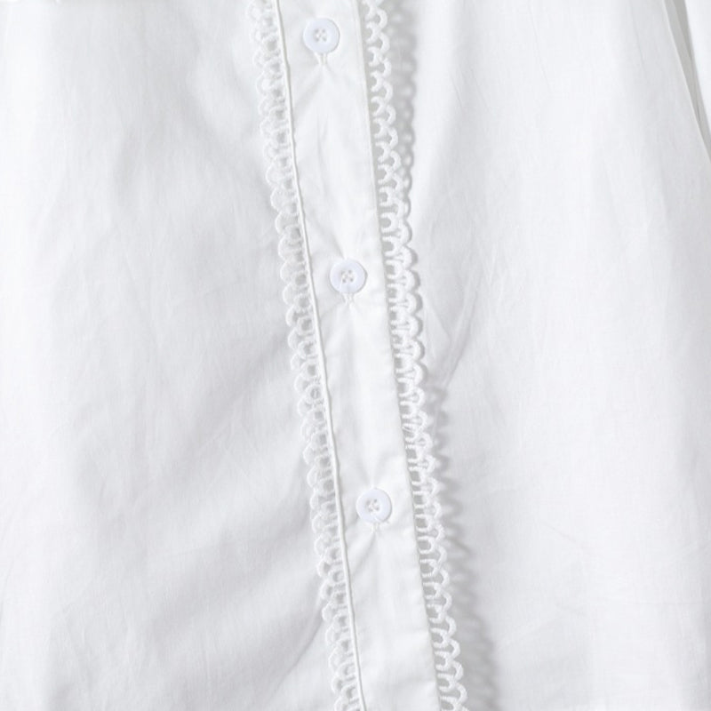 Childrens long-sleeved cotton shirt, college-style blouse, white shirt