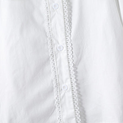 Childrens long-sleeved cotton shirt, college-style blouse, white shirt
