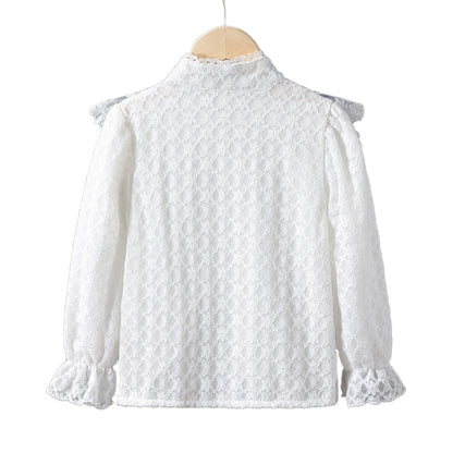 Plaid shirt for children, made of pure cotton with stylish princess-style long sleeves