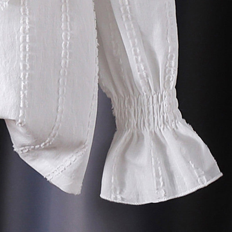 Pure cotton mesh lace small collar stylish doll shirt, high-quality long-sleeved blouse for girls