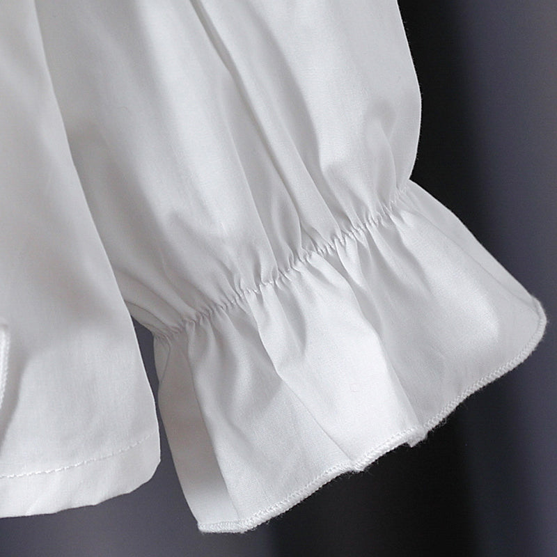 Childrens white cotton lace ruffled collar stylish princess dress shirt for girls with long sleeves