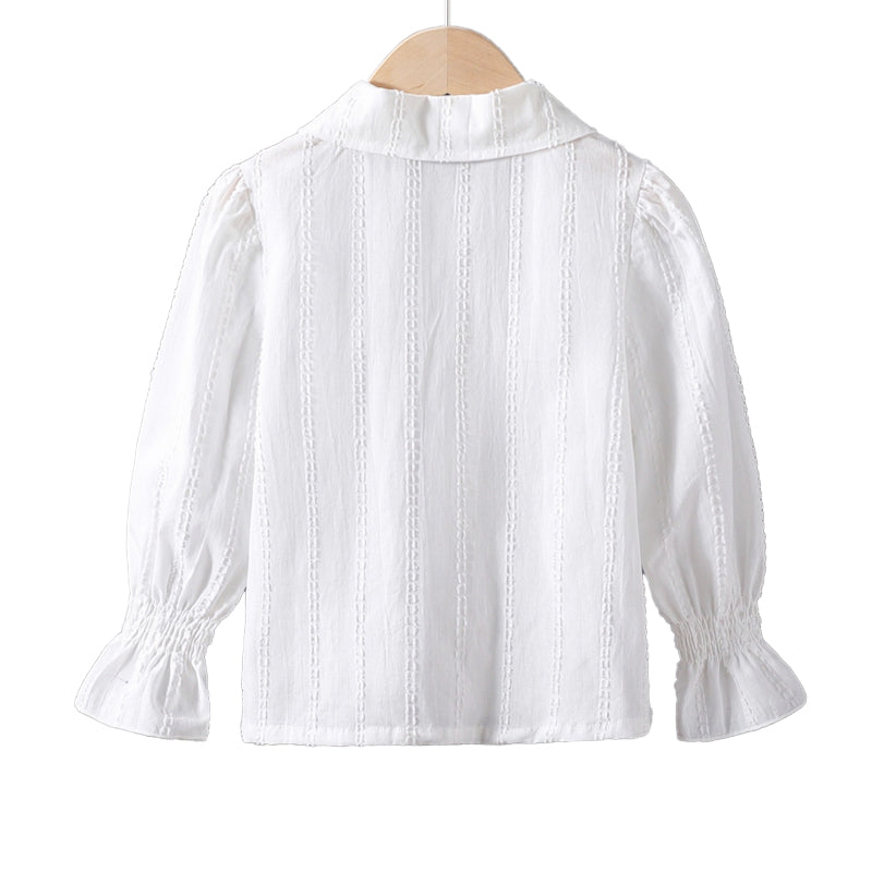 Pure cotton baby collar white blouse, cardigan, long-sleeved shirt
