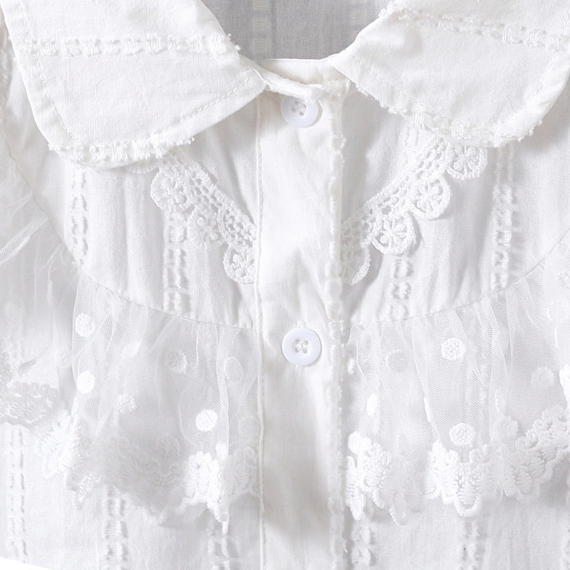 Pure cotton baby collar white blouse, cardigan, long-sleeved shirt