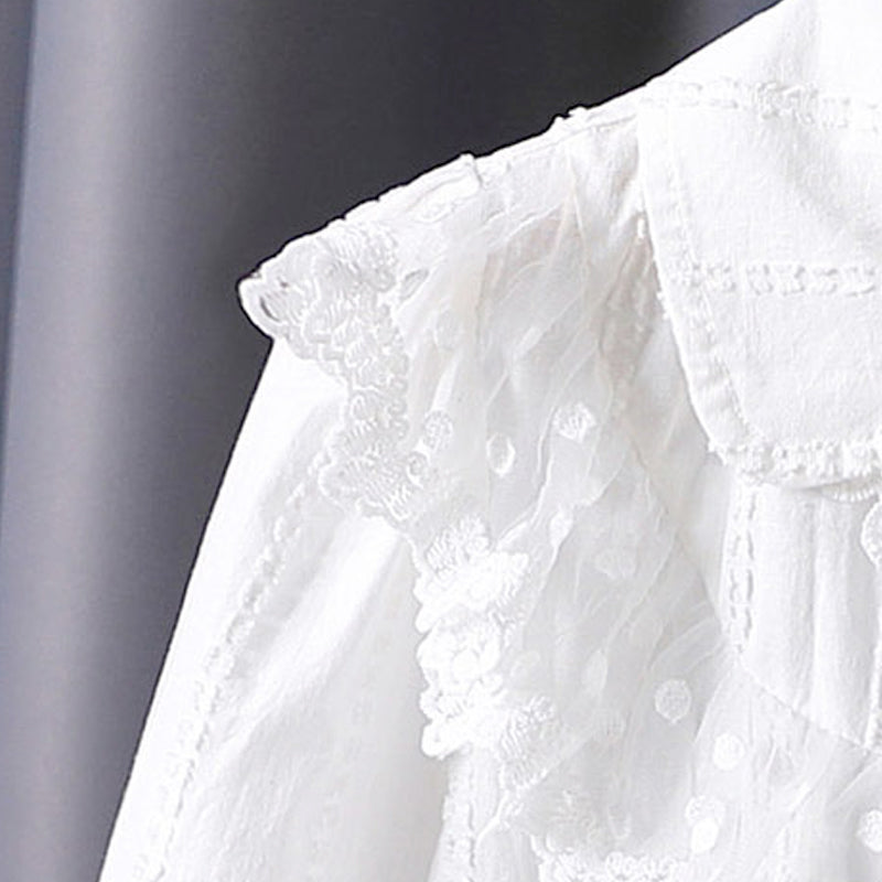 Pure cotton baby collar white blouse, cardigan, long-sleeved shirt