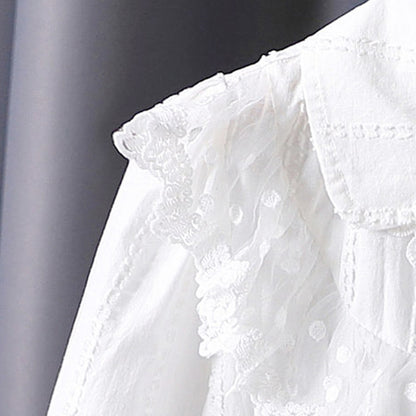 Pure cotton baby collar white blouse, cardigan, long-sleeved shirt