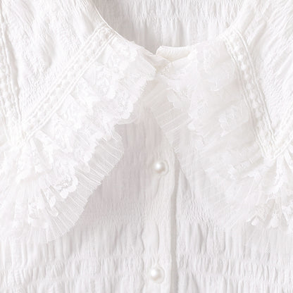 Doll-neck sweater princess top for girls, long-sleeved shirt