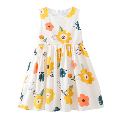 Sleeveless cotton skirt, stylish tank top, princess dress for little girls