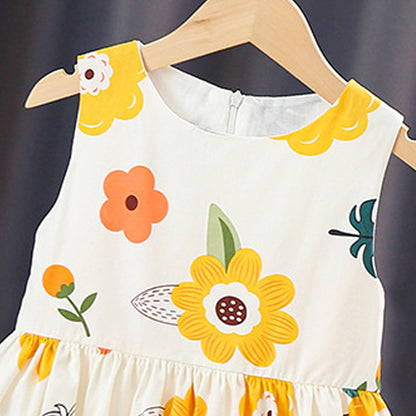 Sleeveless cotton skirt, stylish tank top, princess dress for little girls