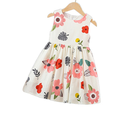 Sleeveless cotton skirt, stylish tank top, princess dress for little girls