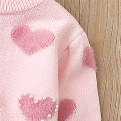 Pearl Hearted Hoodie Sweet Princess Fashion Sweater Knit Top