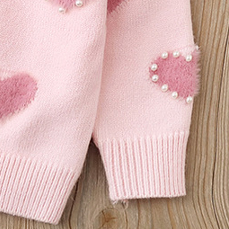 Pearl Hearted Hoodie Sweet Princess Fashion Sweater Knit Top