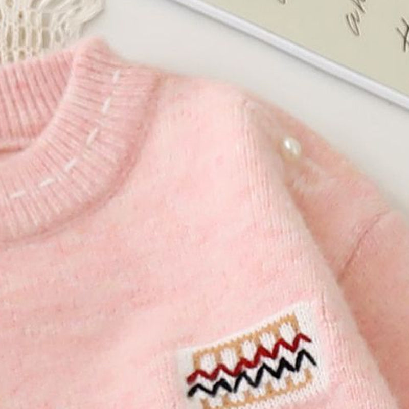 Forest-themed artistic embroidered hoodie sweater, loose and simple style with cartoon-inspired Japanese knit design