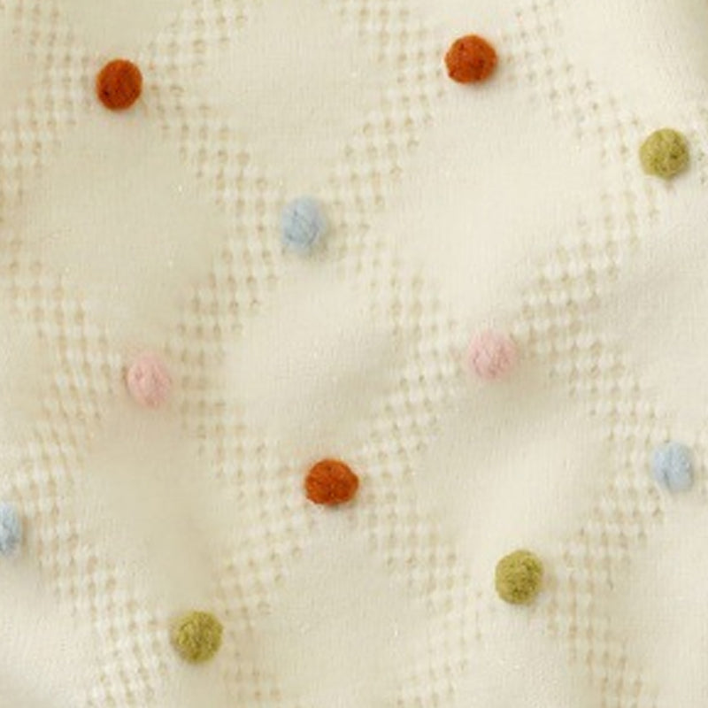 Childrens round-neck pullover sweater with colorful dots and long sleeves