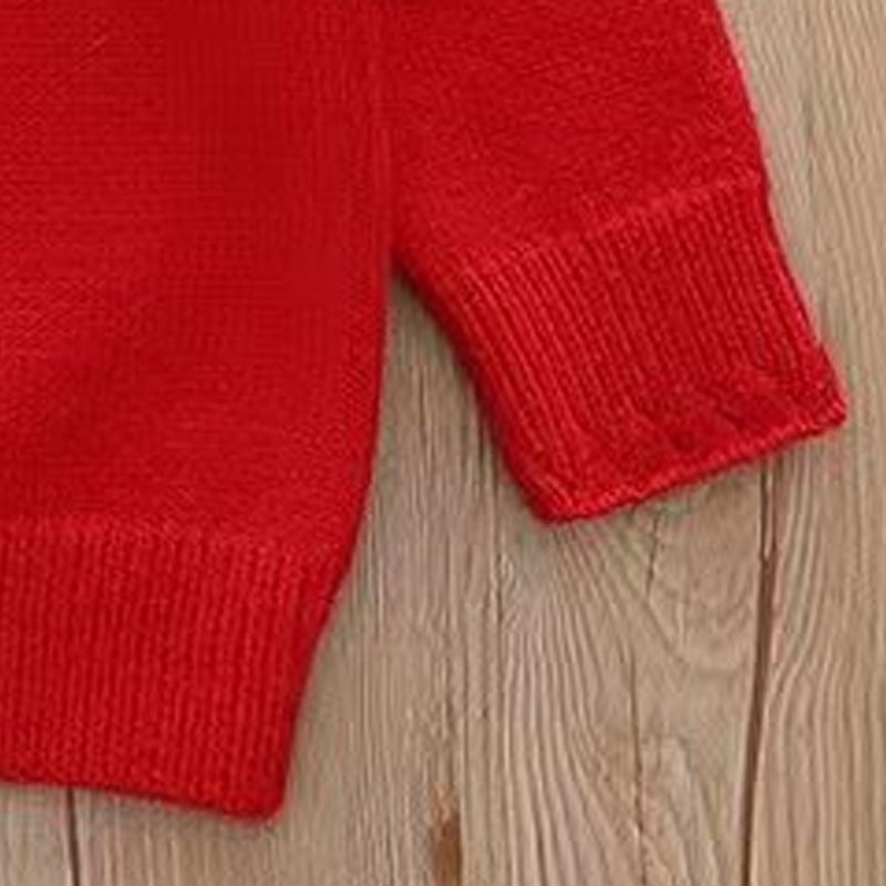 Hand-knitted sweater with velvet trim and thick fabric for baby girls and young girls