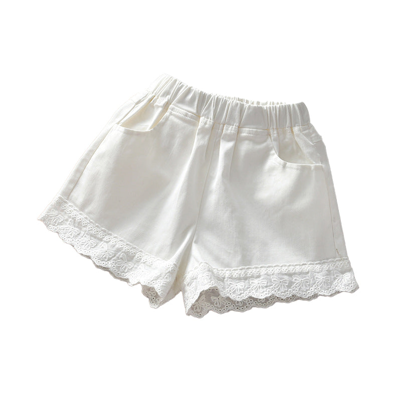 Thin-style, stylish lace childrens girls shorts