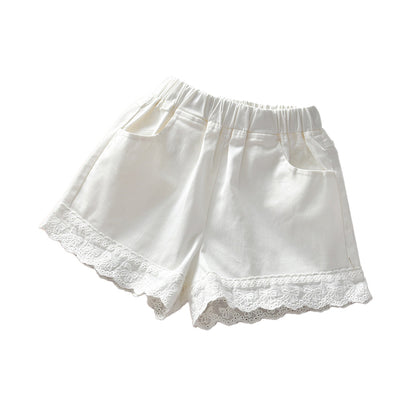 Thin-style, stylish lace childrens girls shorts