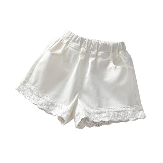 Thin-style, stylish lace childrens girls shorts