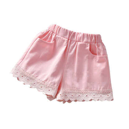Thin-style, stylish lace childrens girls shorts