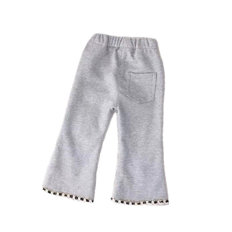 Slit-style casual pants for girls – stylish flared pants that are versatile and easy to pair with anything