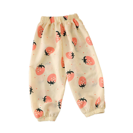 Loose mosquito-proof pants, breathable childrens trousers, thin long pants for baby girls