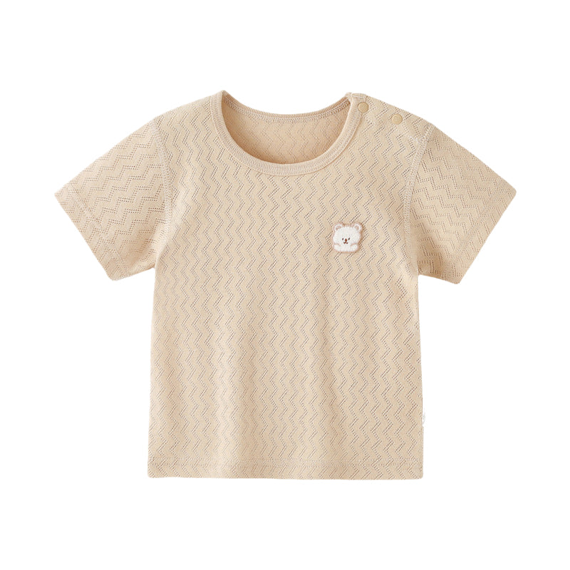 Cotton baby boys short-sleeved round-neck T-shirt, 100% cotton
