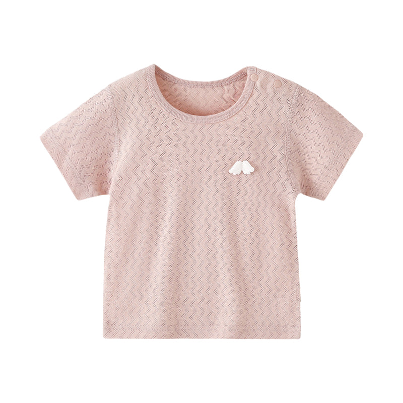 Cotton baby boys short-sleeved round-neck T-shirt, 100% cotton