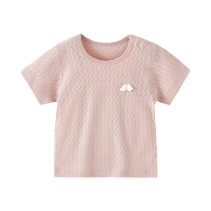 Cotton baby boys short-sleeved round-neck T-shirt, 100% cotton