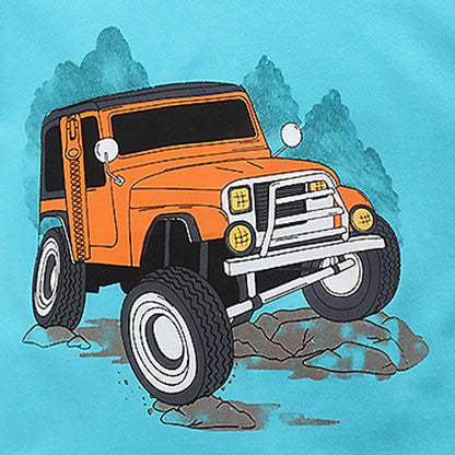 Sporty cartoon baby cotton shirt, short-sleeved summer boys top
