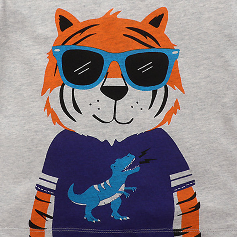 Sporty cartoon baby cotton shirt, short-sleeved summer boys top