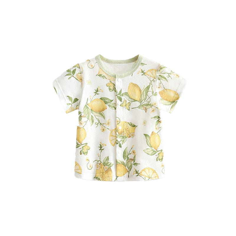 100% cotton baby boys breathable thin-fabric shirt with cute short sleeves
