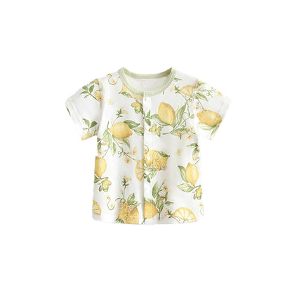 100% cotton baby boys breathable thin-fabric shirt with cute short sleeves