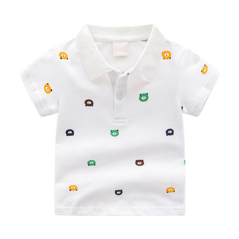Cartoon childrens short-sleeved T-shirts, boys polo shirts