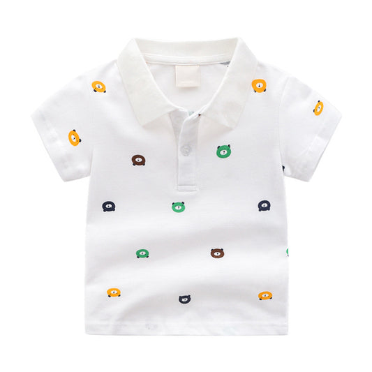 Cartoon childrens short-sleeved T-shirts, boys polo shirts