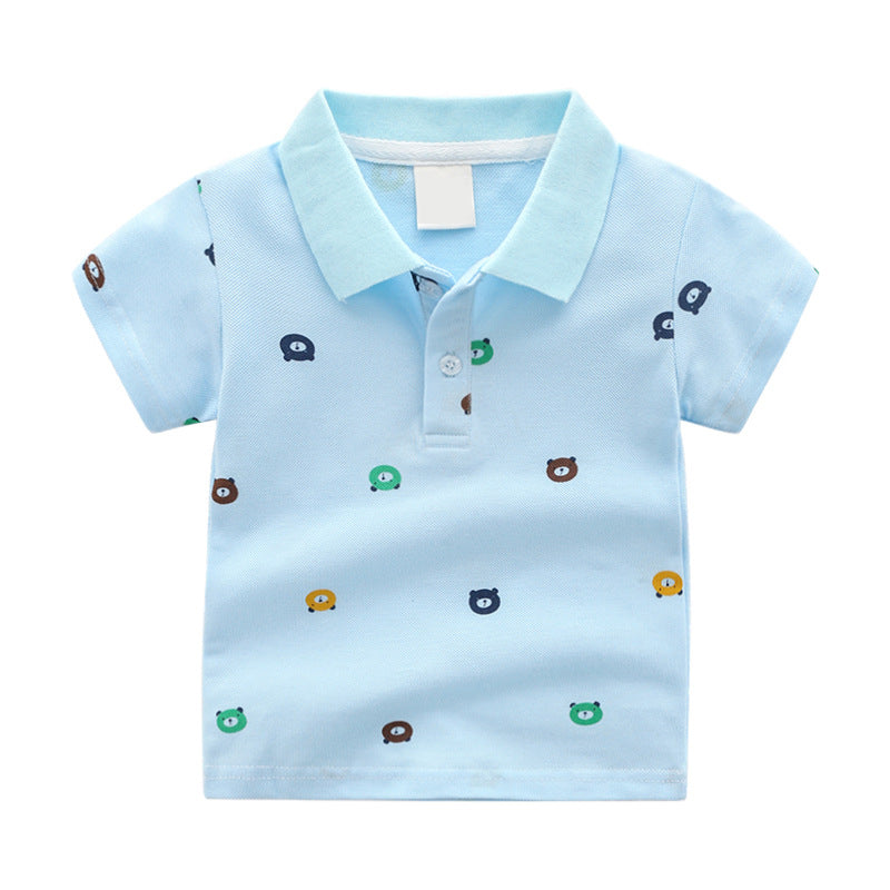 Cartoon childrens short-sleeved T-shirts, boys polo shirts