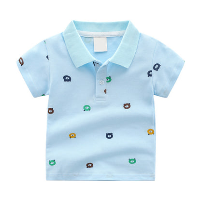 Cartoon childrens short-sleeved T-shirts, boys polo shirts