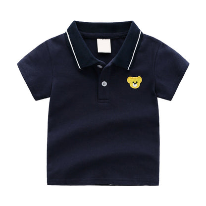 Cartoon childrens short-sleeved T-shirts, boys polo shirts