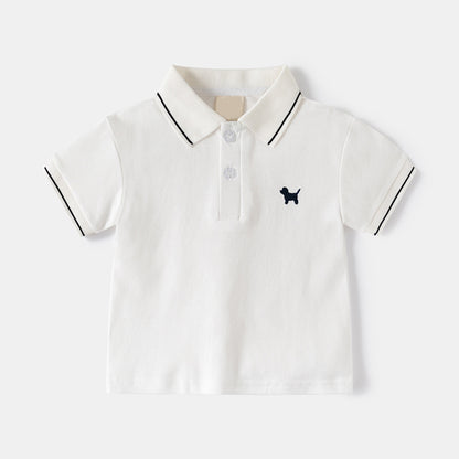 Baby boys short-sleeved polo shirt with turned-up collar