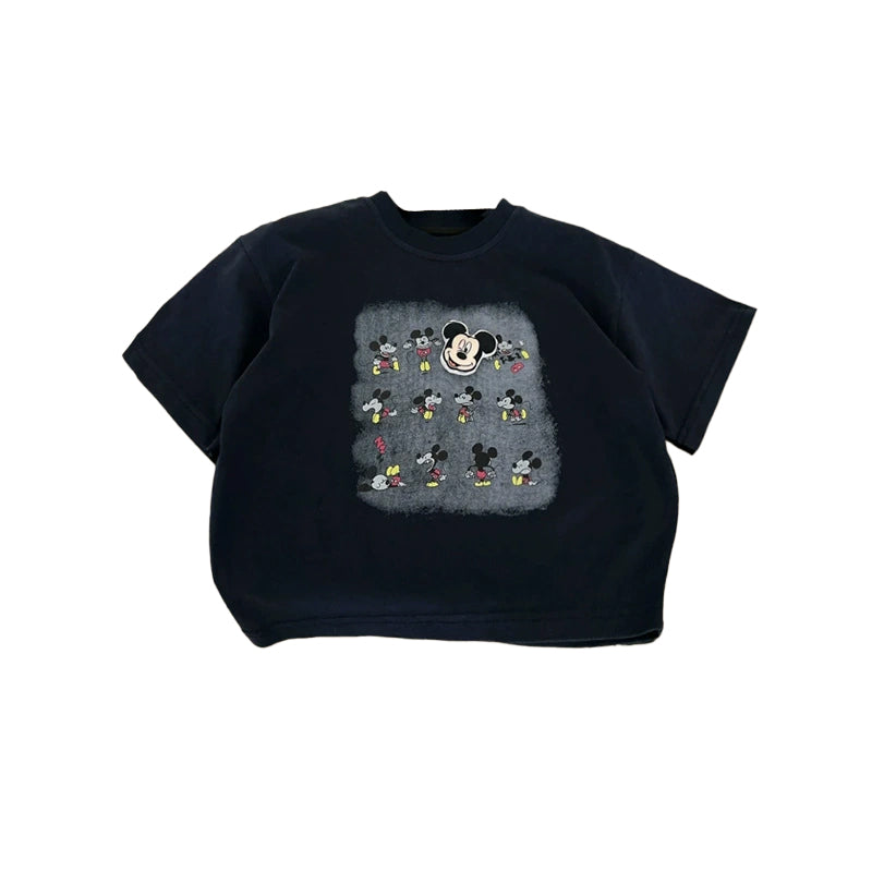 Fashionable cartoon-printed thin cotton round-neck short-sleeve T-shirt