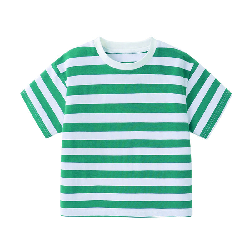 Niche casual childrens striped short-sleeve T-shirt