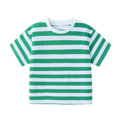 Niche casual childrens striped short-sleeve T-shirt