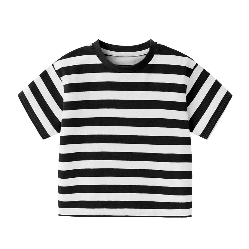 Niche casual childrens striped short-sleeve T-shirt