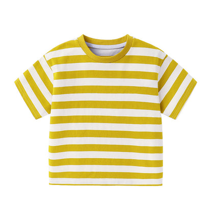 Niche casual childrens striped short-sleeve T-shirt