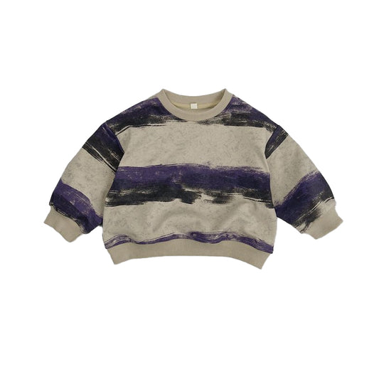 Abstract Striped Long-Sleeve Hoodie Casual Sweater
