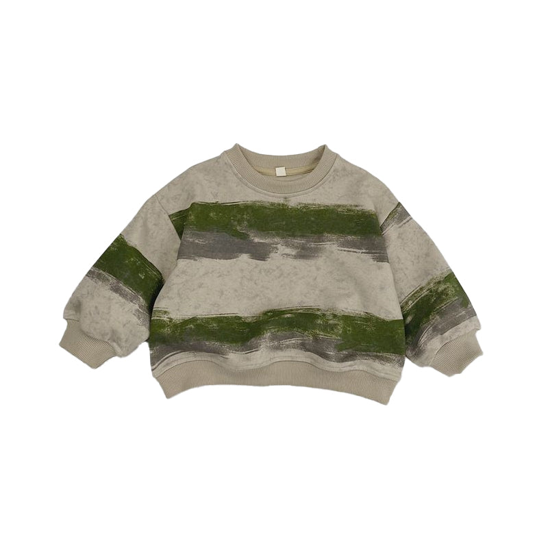 Abstract Striped Long-Sleeve Hoodie Casual Sweater
