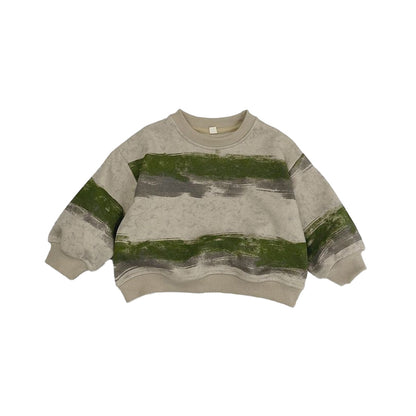 Abstract Striped Long-Sleeve Hoodie Casual Sweater