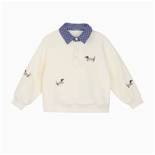 Long-sleeve pullover polo collar baby hoodie set of 2 fake sweatshirts