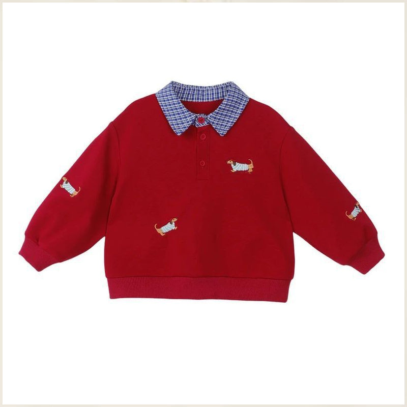 Long-sleeve pullover polo collar baby hoodie set of 2 fake sweatshirts