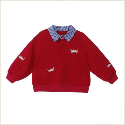 Long-sleeve pullover polo collar baby hoodie set of 2 fake sweatshirts