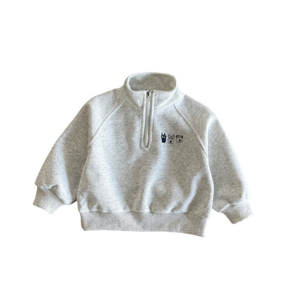 Printed versatile pattern long-sleeved shirt with stylish cartoon stand-collar hoodie