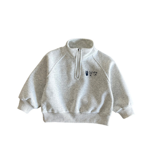 Printed versatile pattern long-sleeved shirt with stylish cartoon stand-collar hoodie